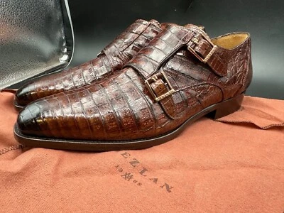 Mezlan Size 10 M Crocodile Brown  Spain Double Monk  Dress  Shoes MEN'S - Image 1 of 4