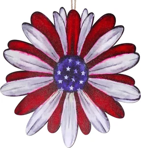 Fourth of July Front Door Sign Patriotic Wreaths Wooden Double Sided Independenc - Picture 1 of 12
