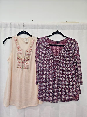 Top Boho Granate Marca Lucky M/Knox Rosa Cuello en V Sin Mangas Bordado M Foto 1 de 4