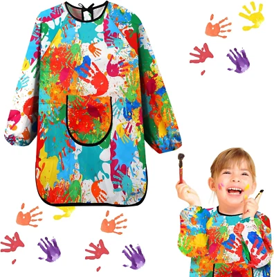 Kinder Malkittel mit großen Taschen für Schule, Kunst und Kochen 7-12 Jahre