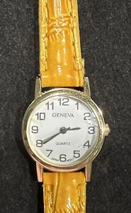 Geneva Women’s Quartz Wrist Watch - Water Resistant - Yellow Band - Works - Picture 1 of 8