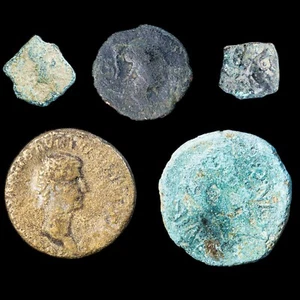 Hispania, periodo romano iberico, IV-I secolo a.C. - lotto di 5 monete. - Foto 1 di 3