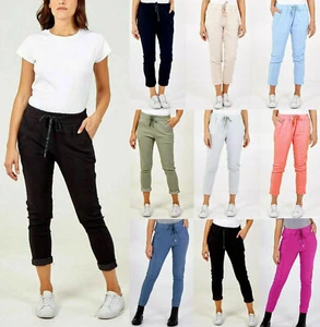 LADIES ITALIAN MAGIC PANTS STRETCH LIGHTWEIGHT WOMEN COMFY SHORTS PANTS TROUSER - Picture 1 of 40