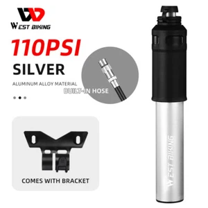 WEST BIKING Aluminum Portable Mini Bike Pump Bicycle Inflator Ball Pump 110PSI - Picture 1 of 18