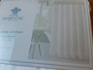 Simply SHABBY CHIC White Ruffle SHOWER CURTAIN 72 X 72 easy care - Picture 1 of 3