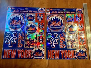 Lot of 2! Vtg. 1999 MLB NY Mets Ult. Fan Pack Stickers Decals Retro 16”x12” USA - Picture 1 of 2