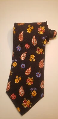 Kenzo Homme Silk Black Floral Pattern Tie Made In Italy - Image 1 of 4