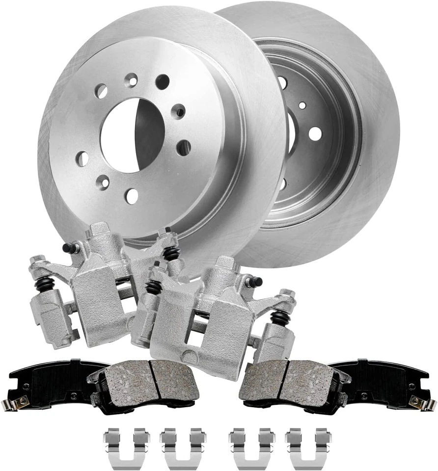 Rear Disc Rotors Calipers + Ceramic Brake Pads for Chevrolet Impala Monte Carlo - Image 1 of 1