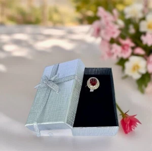 Anillo Mujer Simulado Rubí Rojo Chapado en Oro 14k Talla 6 Oro Laminado - Imagen 1 de 5
