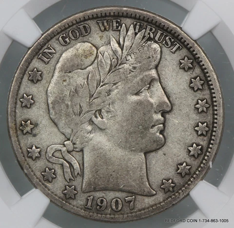 NGC VF20 1907 BARBER SILVER HALF DOLLAR 50c    (BC06) Cover