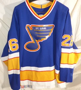 vtg St Louis Blues DAVID BRUCE Game Worn NHL Hockey Jersey REPAIRS - Picture 1 of 13