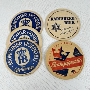 Konvolut 5 alte ausländische Bierdeckel Münchner Hofbrau Karlsberg Champigneulles - Bild 1 von 7