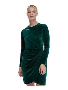 DKNY Womens Green Tulip Hem Long Sleeve Above The Knee Party Sheath Dress 10 - Picture 1 of 3