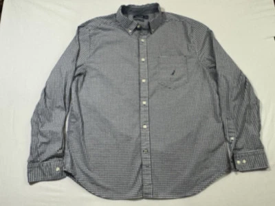 Nautica Classic Fit Stretch Dress Long Sleeve Button Down Blue Check Size XL - Image 1 of 4