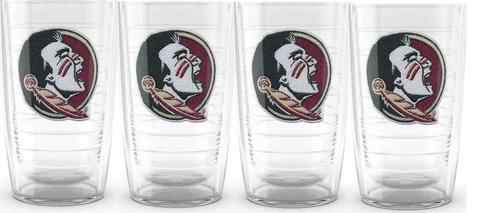 Florida State Seminoles FSU Tervis LOGO Embroidered Patch SET of 4 16oz Tumblers Cover