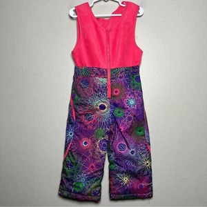 Columbia Girls Snow Bib 3T Overalls Spiro Design Pink Winter Skii Adjustable - Picture 1 of 9