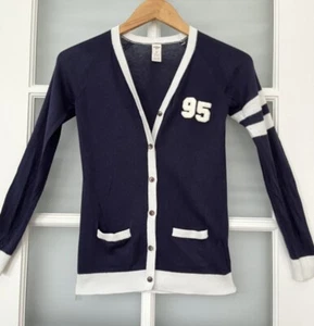 Academia 90’s Girls 8 Navy 95 Knit Cardigan Sweater Varsity College Preppy - Picture 1 of 5