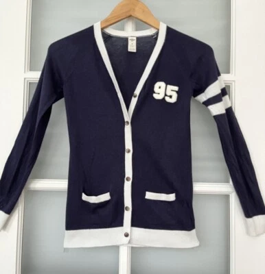Academia 90’s Girls 8 Navy 95 Knit Cardigan Sweater Varsity College Preppy - Image 1 of 4