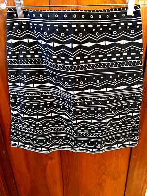 Women's Worth Black Size 8 Fully Lined"TapestryStyle"Knee Lgth. Cotton Zip Skirt - Image 1 of 4