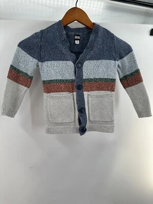 Suéter Cárdigan Tea Boys Pequeño 4-5 Unisex Multicolor Rayas Q10 Foto 1 de 4