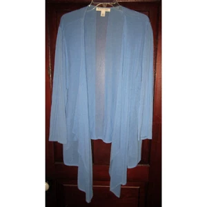 Emaline Woman Plus 3X Open Cardigan Sweater Blue Draped Cascading Lagenlook Knit - Picture 1 of 3