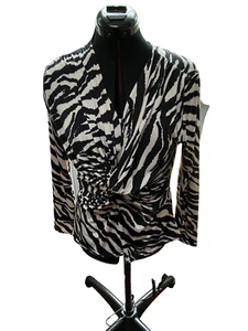 ROMEO POUR JULIETTE Size 14 tunic Animal Print Wrap Long Sleeve - Picture 1 of 2