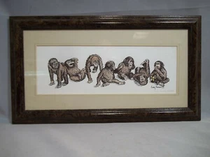 Cindy Farmer African Amimal Series Numbered And Signed Print Of Chimpanzees - Picture 1 of 2