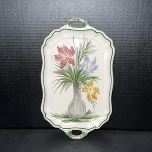 handmade and painted ceramic two handle tray made In Italy - Picture 1 of 8