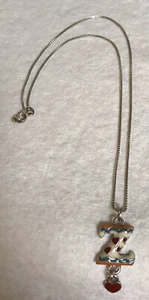 Brighton Sterling Silver Enamel `Z’ Pendant On 16’’ 925 Italy Box Chain - Picture 1 of 6