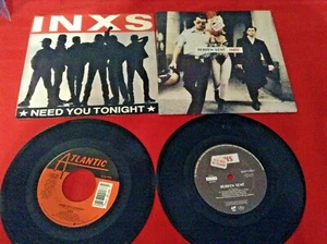 INXS "NEED YOU TONIGHT" MICHAEL HUTCHENCE 2 VINYL 45 RECORDS VINTAGE 1980 90'S - Picture 1 of 9