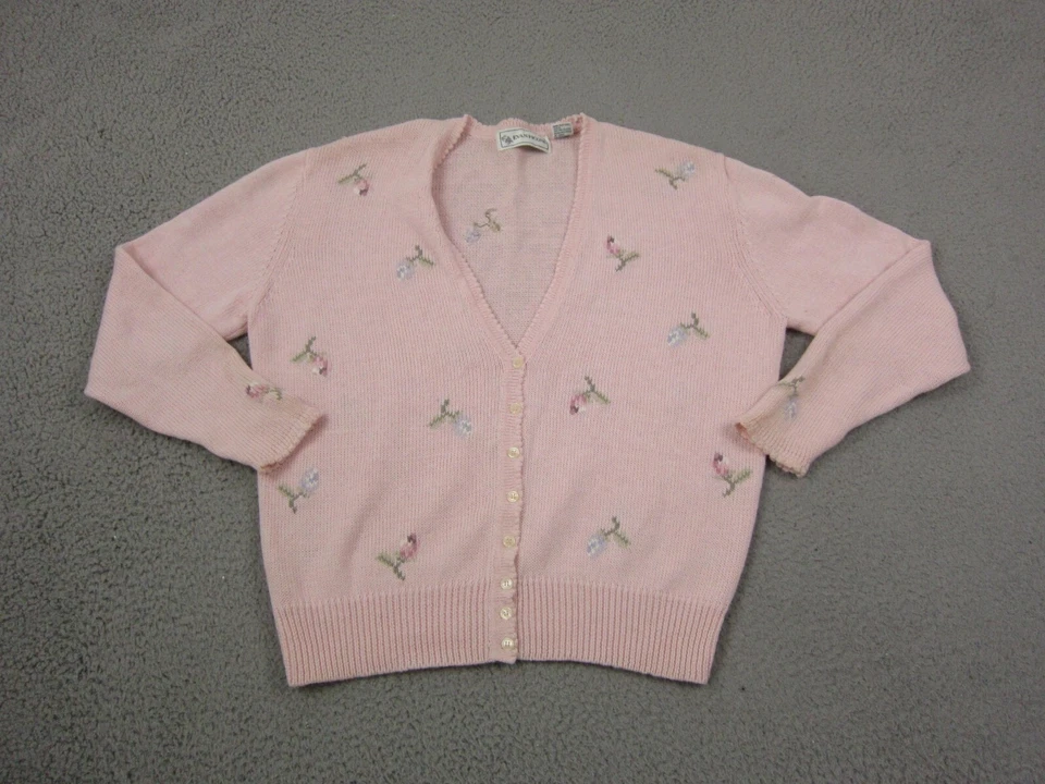 Suéter Vintage Evan Picone Mujer Mediano Rosa Cárdigan Floral Damas Años 90 80 Foto 1 de 4