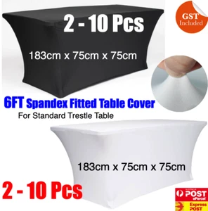 6FT Fitted Table Cloth Cover Spandex White Black Wedding Trestle Table x1 - Picture 1 of 1