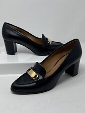 Ralph Lauren Women Block Heel Loafer Black purple label size 39 1/2B US size 9