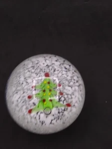 Pisapapeles Árbol de Navidad Transparente con Vidrio Arte Nieve 2.75" LEER - Imagen 1 de 6