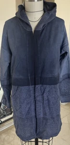 SCANDAL ITALY boho relaxed open front blue hooded jacket one size - Picture 1 of 5