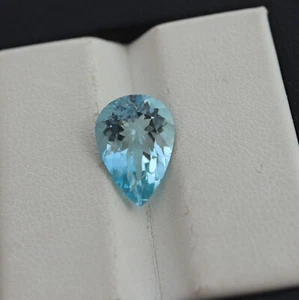 2.93 Cts 12.3x8.7 MM Earth Mined Natural Blue Aquamarine Pear Cut Gemstone - Picture 1 of 7