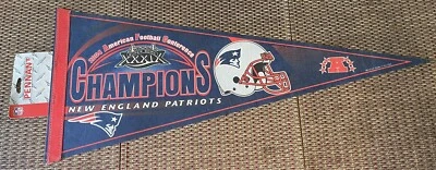 New England Patriots Super Bowl XXXIX 2004 AFC Champions Banderín 30 x 12" 2005 Foto 1 de 4