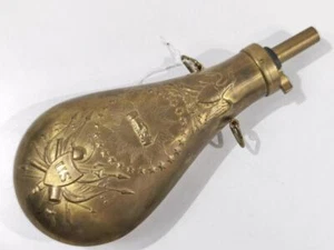 U.S. Pulverflasche aus Messing, Gesamtlänge 23cm, neuzeitliche REPRODUKTION - Picture 1 of 6