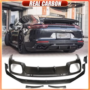 Difusor de parachoques delantero labio trasero de carbono real adecuado para Porsche Panamera 971 - Imagen 1 de 17