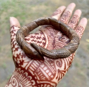 Kadamb Wood Cobra Snake Bangle Bracelet, Statement Jewelry Handmade 62 mm Inside - Picture 1 of 7