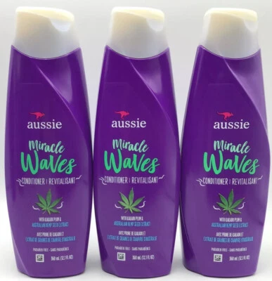 Lot of 3 Aussie Miracle Waves Kakadu Plum & Hemp Seed CONDITIONER 12.1 oz Each - Image 1 of 2