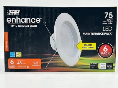 ​Feit Electric LEDR56B927CAMP6 5/6" 75W Equivalent Recessed Trim Downlight6-Pack - Image 1 of 4