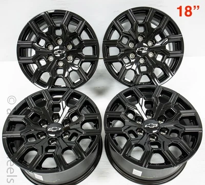 4 New Takeoffs Chevy Colorado OEM Gloss Black 18" Wheels Rims 2023-2026 - Image 1 of 4