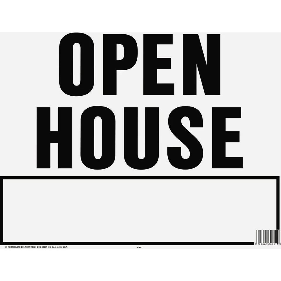 Hy-Ko Corrugated Plastic Sign, Open House LOH-3 Hy-Ko LOH-3 029069001520 Plastic - Image 1 of 1