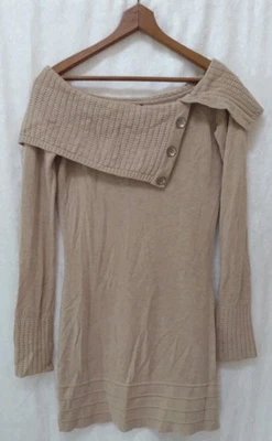 Suéter De Colección Guess Fuera del Hombro Con Talla XS Beige Lana Años 2000 Y2K Atemporal Preppy Foto 1 de 3