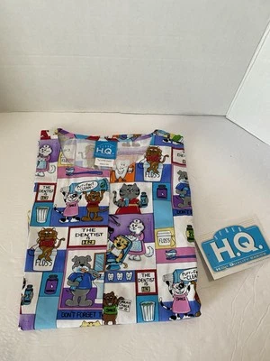 Scrub HQ Cherokee Dental Scrub Jacket Cats And Dogs Brushing Teeth  - Image 1 of 4