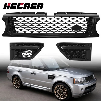 Gloss Black Front Grille Air Side Vents For Land Rover Range Rover Sport 2010-13 Foto 1 de 4