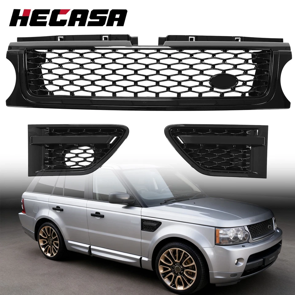 Gloss Black Front Grille Air Side Vents For Land Rover Range Rover Sport 2010-13 - Imagem 1 de 4