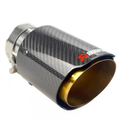 Tubo de extremo de fibra de carbono dorado brillante punta de escape Akrapovic 1 pieza SALIDA: 76 89 101 114 mm Foto 1 de 4