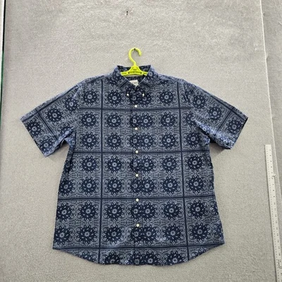 Camisa con botones XXL azul marino cachemir manga corta Chaps para hombre Foto 1 de 4